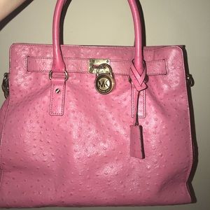 Michael Kors pink ostrich purse